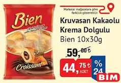 BİEN KRUVASAN KAKAOLU KREMA DOLGULU 10X30 G BİEN KRUVASAN KAKAOLU KREMA DOLGULU 10X30 G